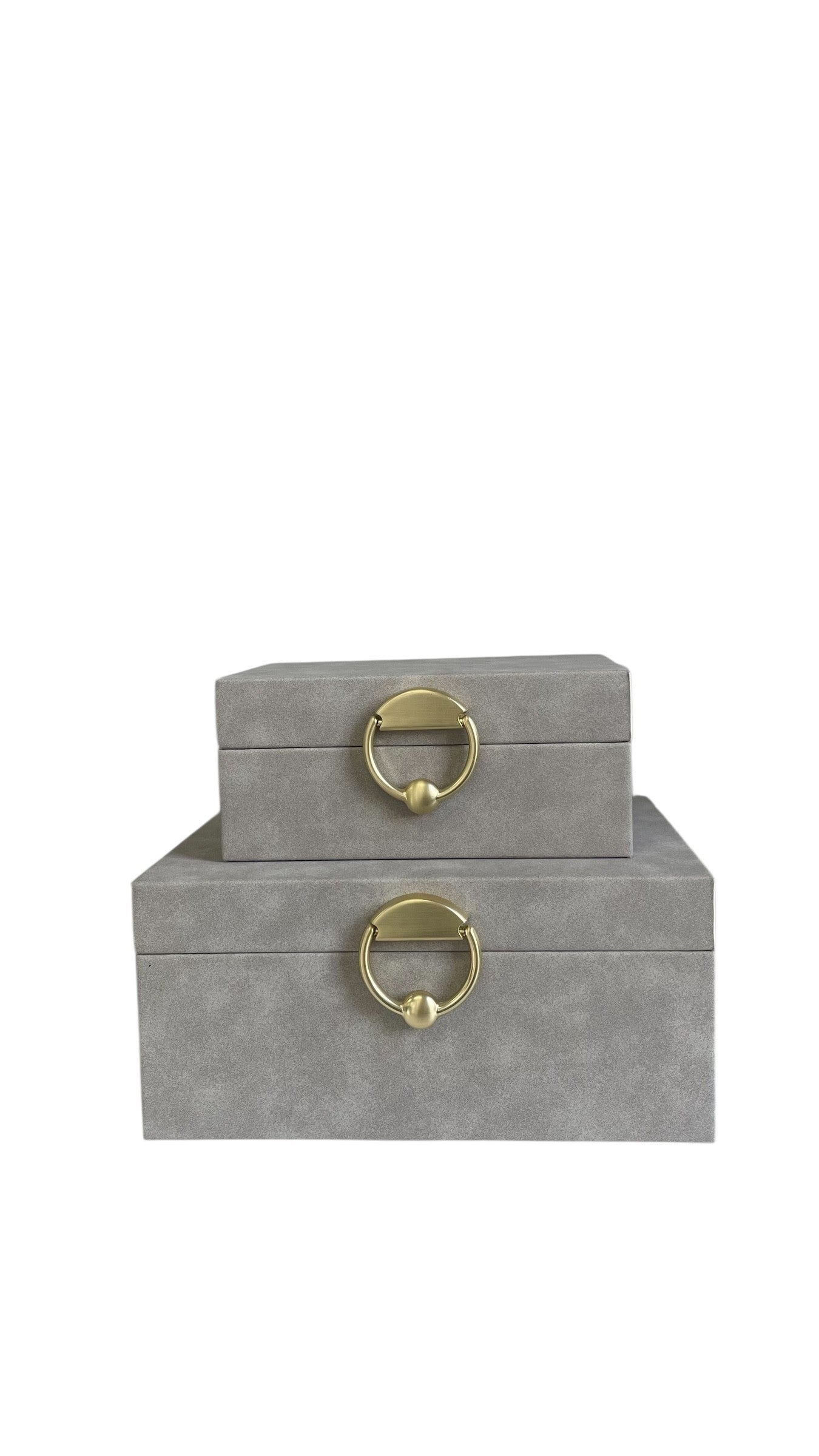 100P Dove Sueded Box W/Brushed Gold Latch:Small 18X12X8