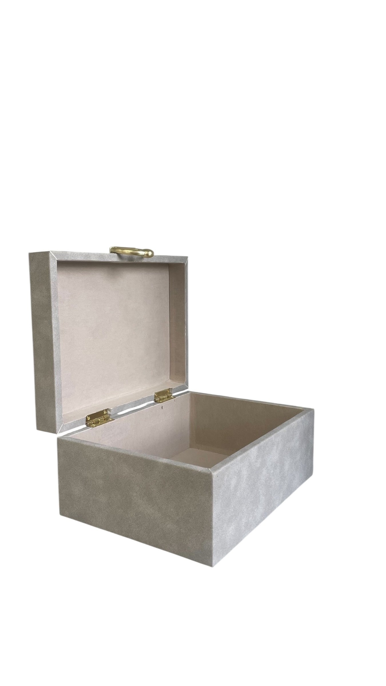100P Dove Sueded Box W/Brushed Gold Latch:Small 18X12X8