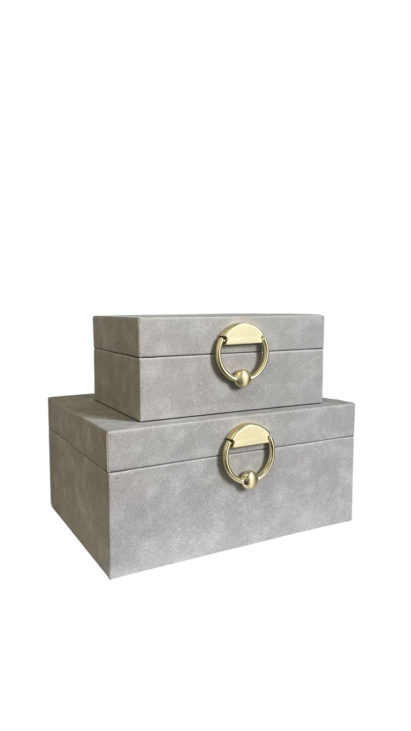100P Dove Sueded Box W/Brushed Gold Latch:Small 18X12X8