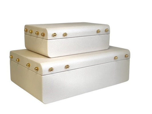 101A Cream Studded Decor Box : Small 24X15Cm