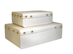 101A Cream Studded Decor Box : Small 24X15Cm