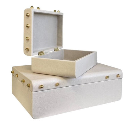 101A Cream Studded Decor Box : Small 24X15Cm