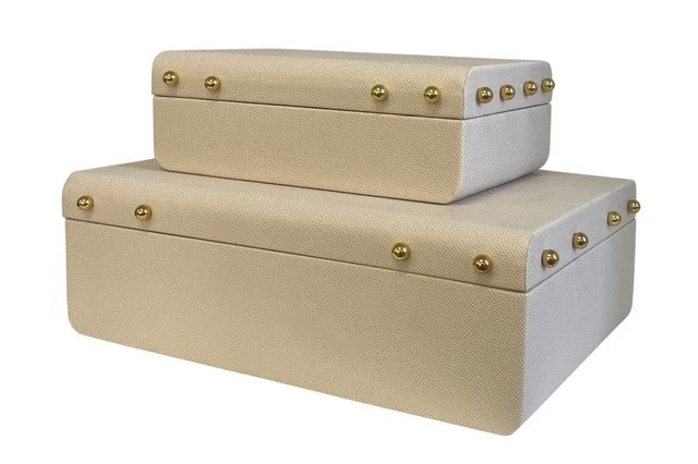 101B Cream Studded Decor Box : Large 34X22Cm