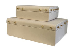 101B Cream Studded Decor Box : Large 34X22Cm