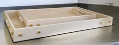 101D Cream Studded Decor Tray : Large 56X35Cm