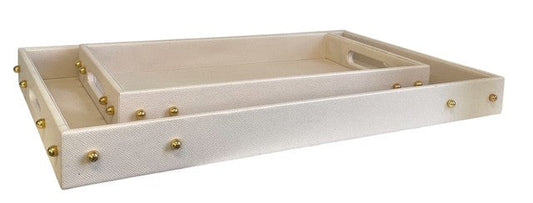 101C Cream Studded Decor Tray : Small 42X25