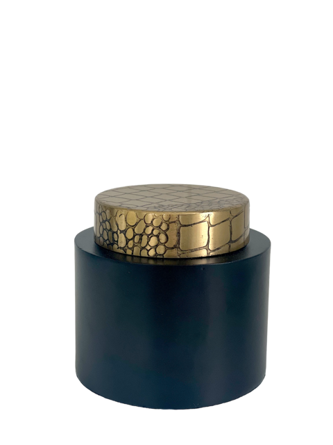 103M - Jar Antique Brass/Black Croc 12X11Cm