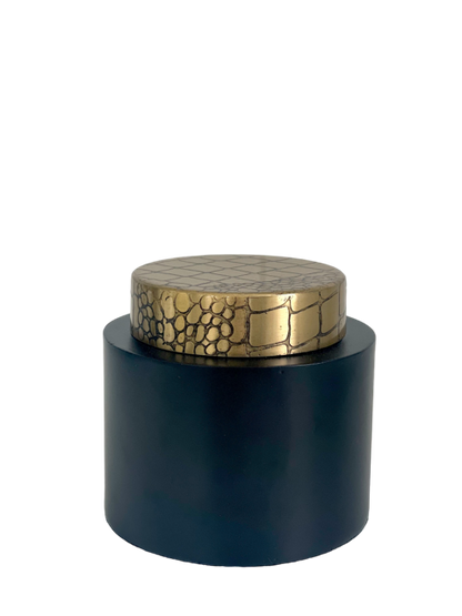 103M - Jar Antique Brass/Black Croc 12X11Cm