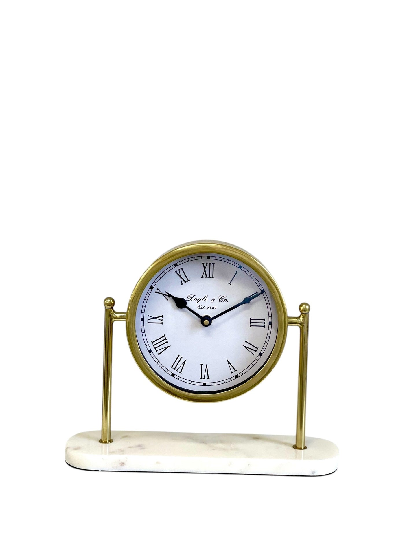 108W Round Faced Gold Clock Marble Base 27X22