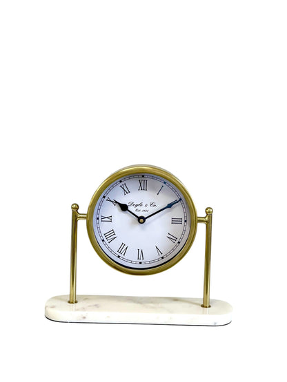 108W Round Faced Gold Clock Marble Base 27X22