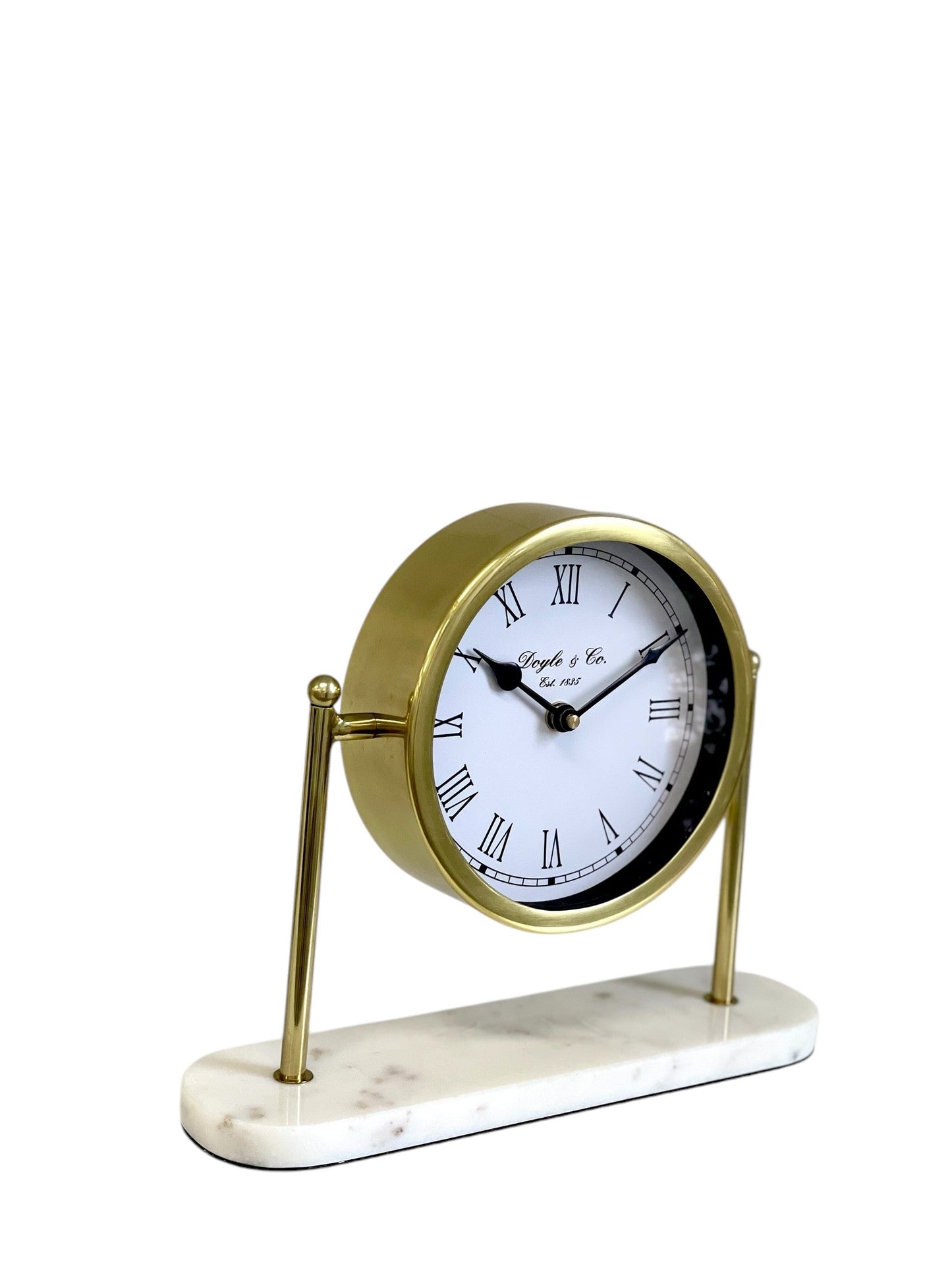 108W Round Faced Gold Clock Marble Base 27X22