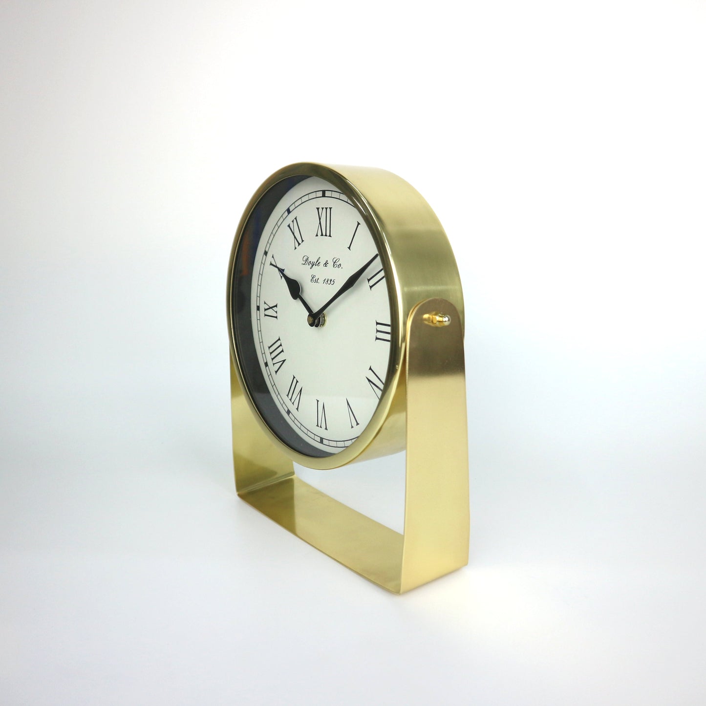 109B  Round Gold Clock On Stand 26Cm -