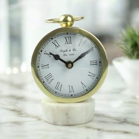 109 Round Gold Clock White Marble