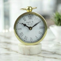 109 Round Gold Clock White Marble