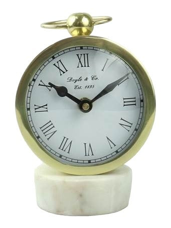 109 Round Gold Clock White Marble
