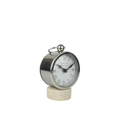 109A Nickel Round Clock Travertine
