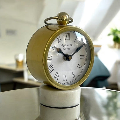 109 Round Gold Clock White Marble