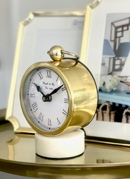 109 Round Gold Clock White Marble