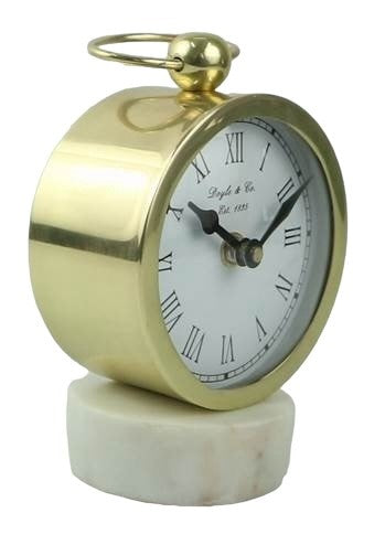 109 Round Gold Clock White Marble