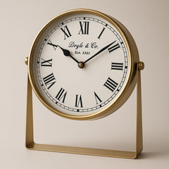 109B  Round Gold Clock On Stand 26Cm -