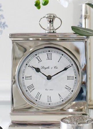 110Cw - Rectangle Mantle Clock White Face Shiny Small