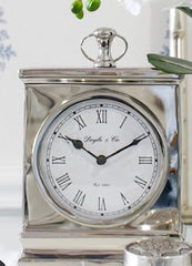 110Cw - Rectangle Mantle Clock White Face Shiny Small