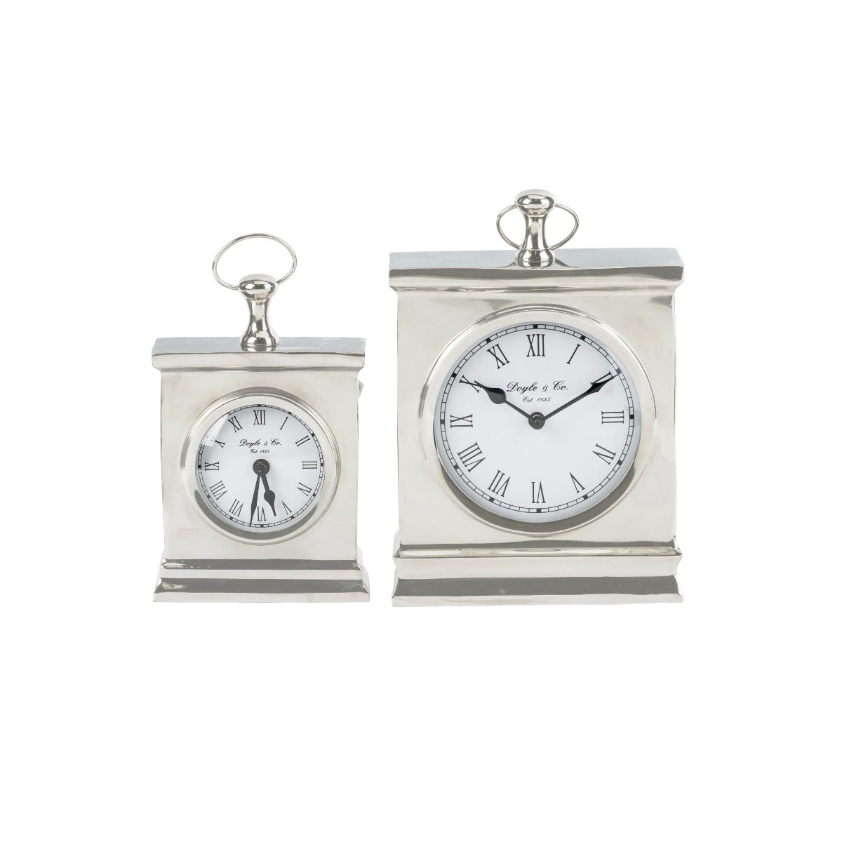 110Cw - Rectangle Mantle Clock White Face Shiny Small