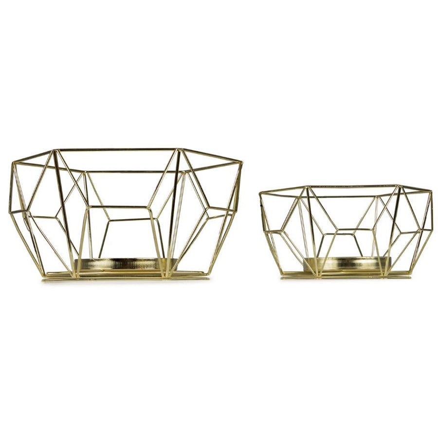 Set/2 Nested Luxe Geometric Candleholder 22x11/16x8cm(1/12)