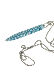 116D - Glam Blue Crystaline Pen On Chain