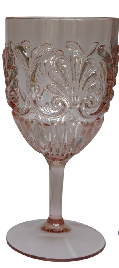 11Pk - Acrylic Wine Glass Scollop: Blush