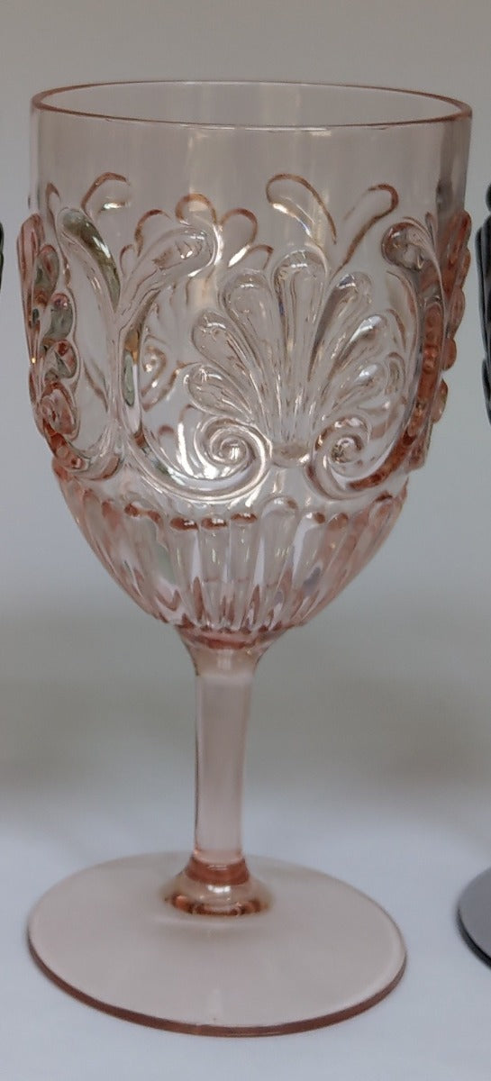 11Pk - Acrylic Wine Glass Scollop: Blush