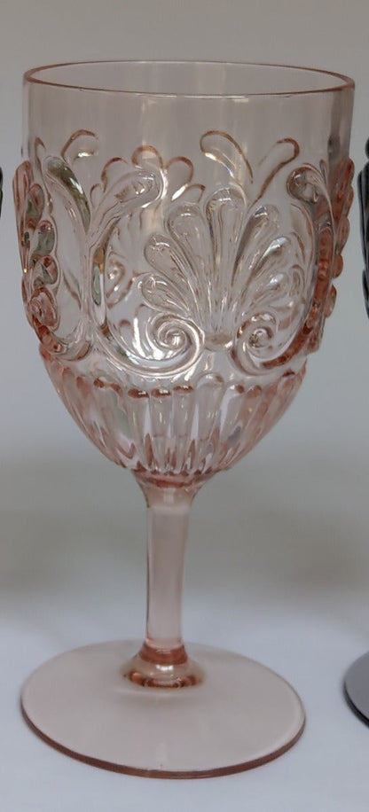 11Pk - Acrylic Wine Glass Scollop: Blush