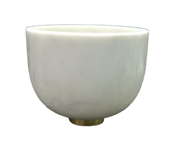 125A - Marble Bowl With Gold Footed Base 15X12C