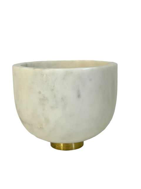 125A - Marble Bowl With Gold Footed Base 15X12C