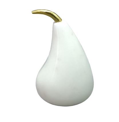 125B - Marble And Gold Stem Pear 11.5X8Cm