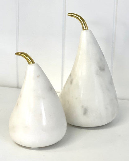 125B - Marble And Gold Stem Pear 11.5X8Cm