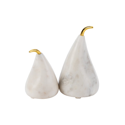 125B - Marble And Gold Stem Pear 11.5X8Cm