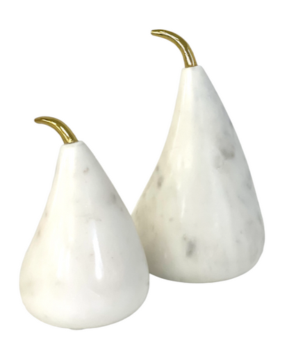 125C - Marble And Gold Stem Pear 17X10Cm
