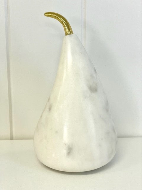 125B - Marble And Gold Stem Pear 11.5X8Cm