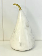 125B - Marble And Gold Stem Pear 11.5X8Cm