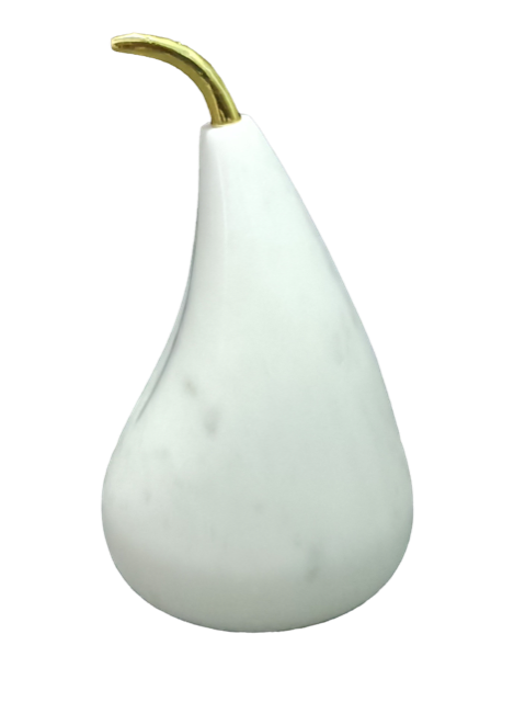 125C - Marble And Gold Stem Pear 17X10Cm