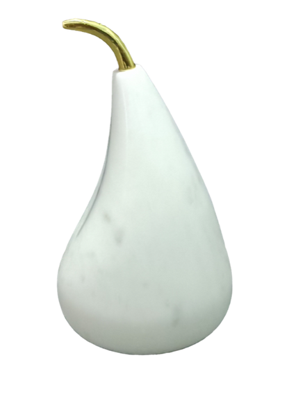125C - Marble And Gold Stem Pear 17X10Cm