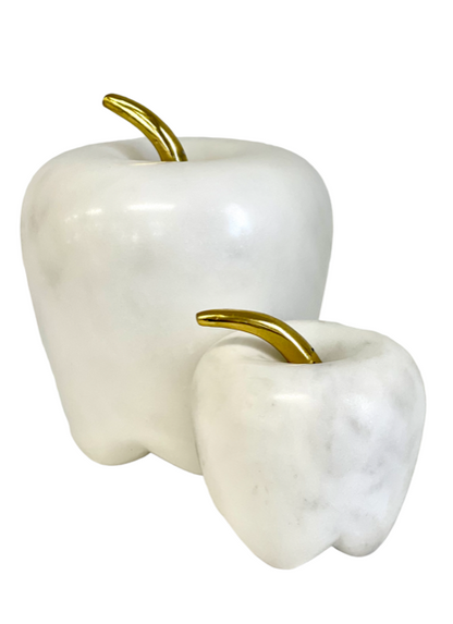 125D - Marble And Gold Stem Apple 8X6.5Cm