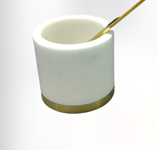 125F - Marble And Gold Pinch Pot & Spoon