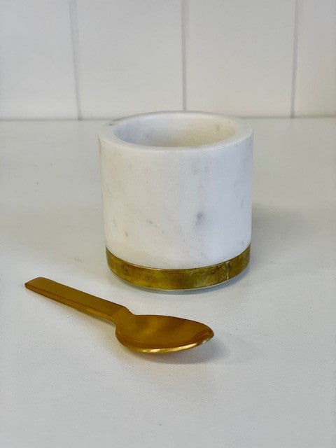 125F - Marble And Gold Pinch Pot & Spoon