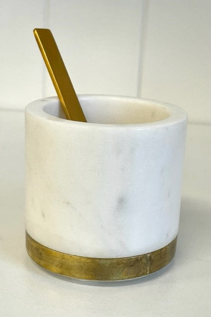 125F - Marble And Gold Pinch Pot & Spoon