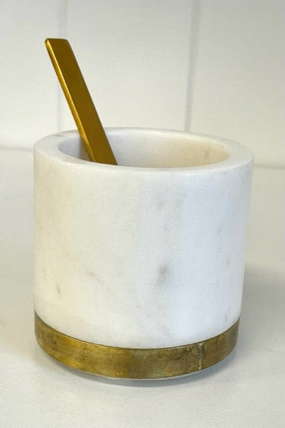 125F - Marble And Gold Pinch Pot & Spoon