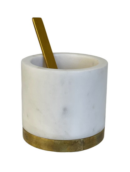 125F - Marble And Gold Pinch Pot & Spoon
