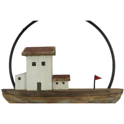 Set/2 Asst Handcrafted Round Boat/Beach Wall Art 28x2x20cm