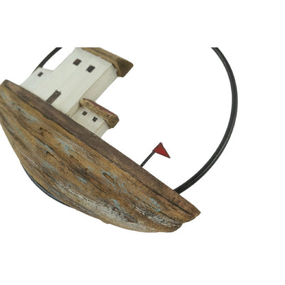 Set/2 Asst Handcrafted Round Boat/Beach Wall Art 28x2x20cm